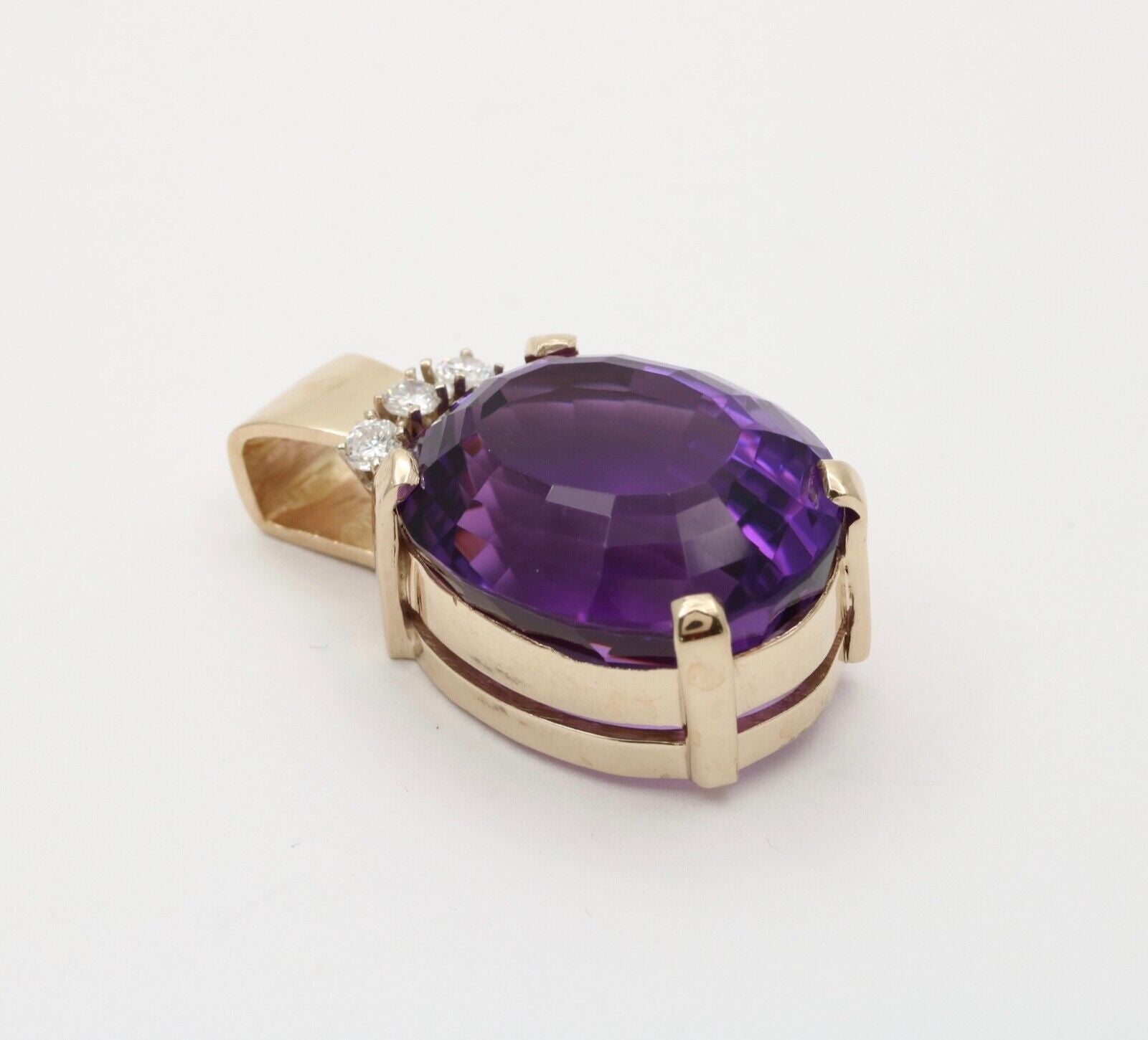 Vintage 14k Gold Amethyst Diamond Pendant.