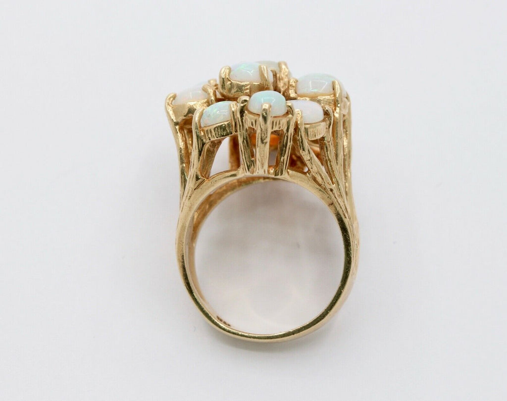 Vintage Ladies Opals 14K Yellow Gold Cocktail Cluster Ring