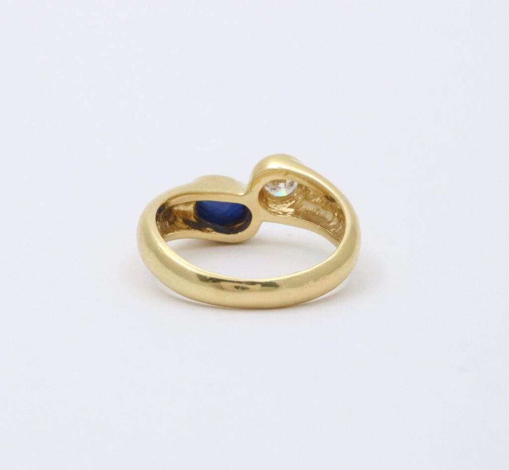 Vintage 18K Yellow Gold Diamond and Sapphire Bypass Ring