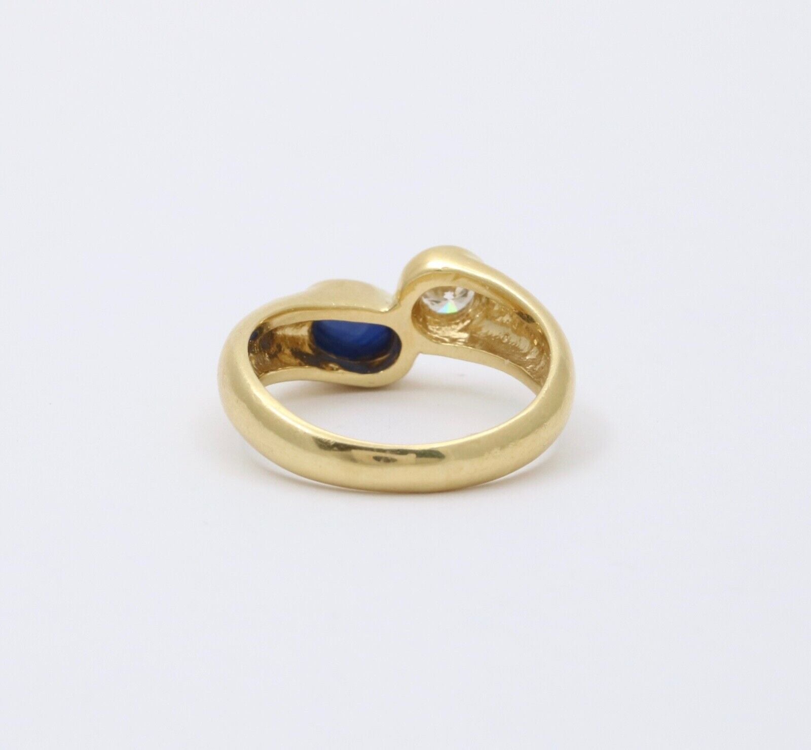 Vintage 18K Yellow Gold Diamond and Sapphire Bypass Ring