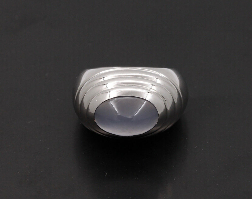 Boucheron Blue Chalcedony 18K White Gold Vintage Ring