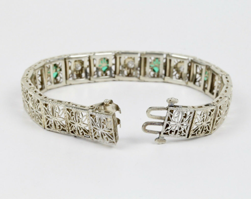 Art Deco Diamond 14K White Gold Diamonds Ladies Bracelet