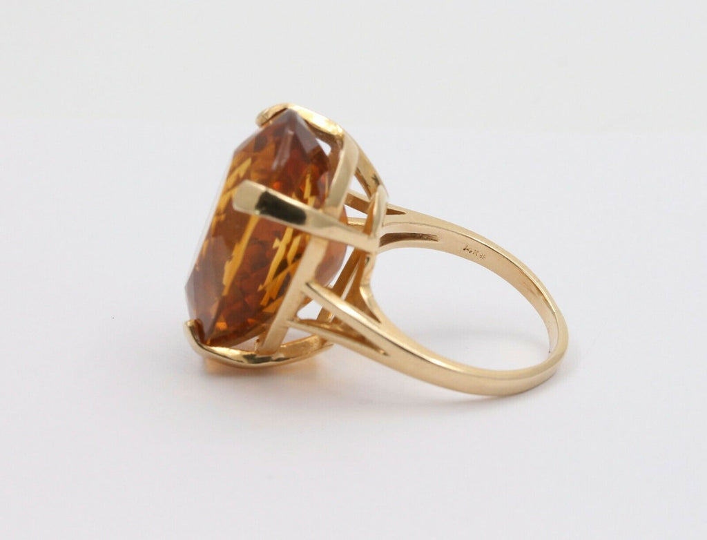 Large Vintage 14K Yellow Gold Citrine Statement Ring