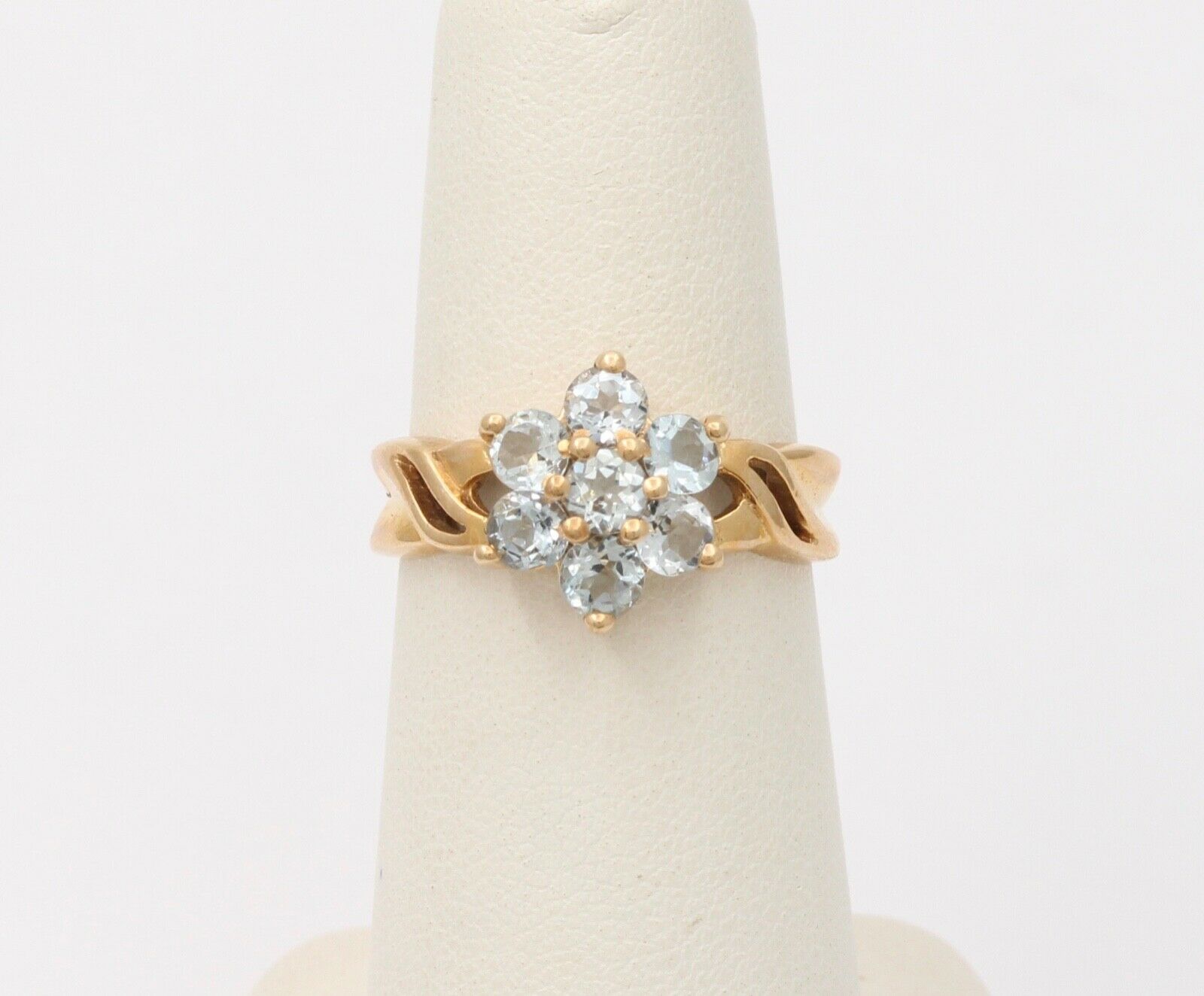 Pretty Vintage Estate Floral Aquamarine Ring Band, Stacking Ring.