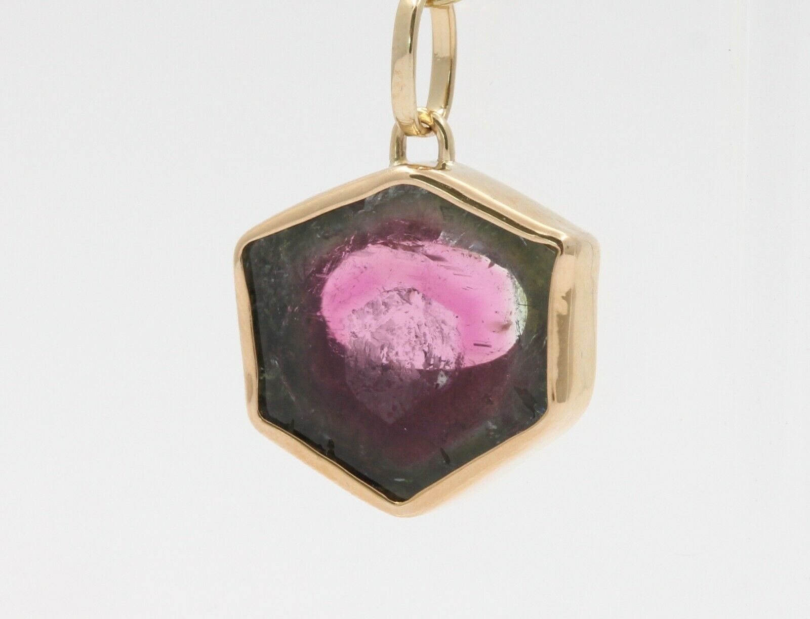 Vintage 14K Watermelon Tourmaline Pendent