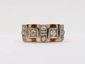 Retro 18K Yellow Gold Boxy Diamond Statement Ring