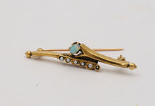 Load image into Gallery viewer, Vintage Opal &amp; Split Pearl 14K Yellow Gold Bar Pin, Estate Brooch
