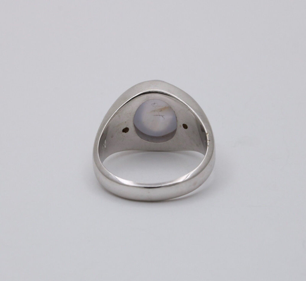 Vintage Star Sapphire Diamonds 14K White Gold Ring