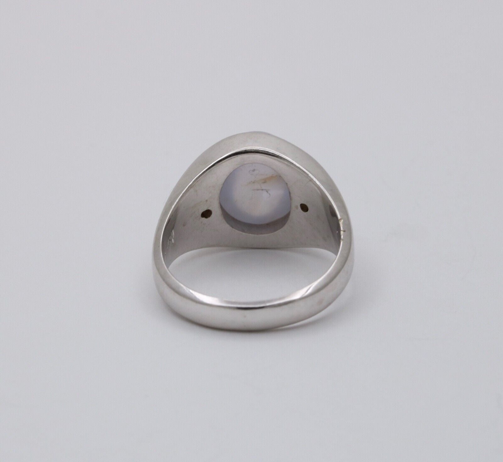 Vintage Star Sapphire Diamonds 14K White Gold Ring