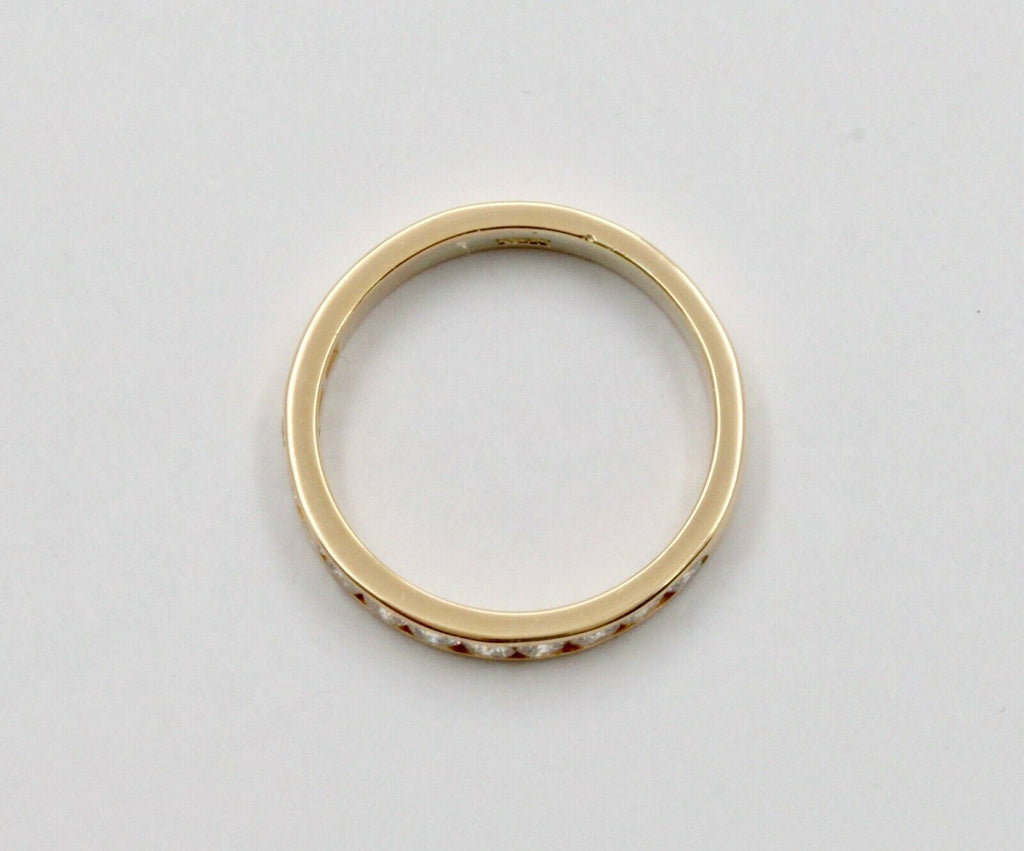 Vintage 14K Yellow Gold Half Eternity Diamond Wedding Band