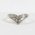 Vintage 14K White Gold Diamond "V" Shaped Wedding Band