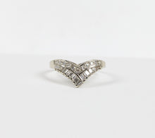 Load image into Gallery viewer, Vintage 14K White Gold &quot;V&quot; Shaped Wedding Band With Diamonds
