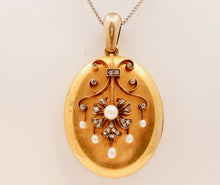 Load image into Gallery viewer, Victorian 18K Yellow Gold Diamonds Pearls Pendant Locket
