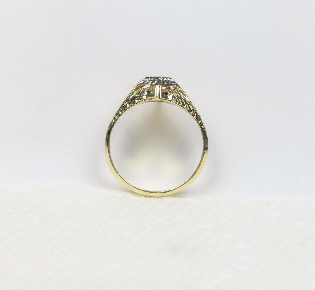 Art Deco Diamond 14K Yellow Gold Engagement Ring