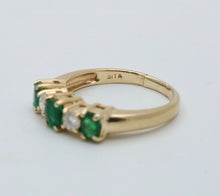 Load image into Gallery viewer, Vintage 14K Yellow Gold Emerald &amp; Diamond Band
