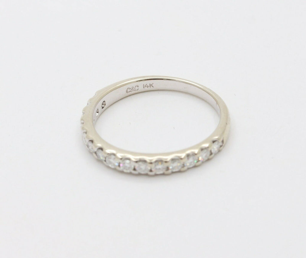 Vintage 14K White Gold Diamond Half Eternity Band