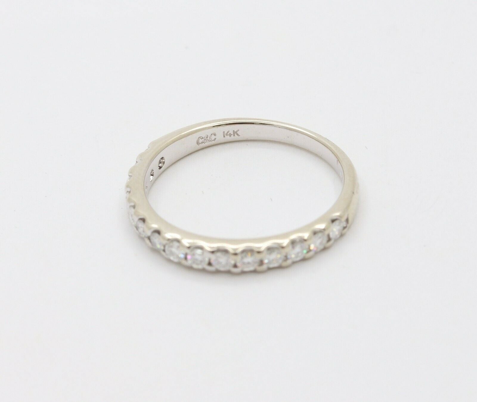 Vintage 14K White Gold Diamond Half Eternity Band