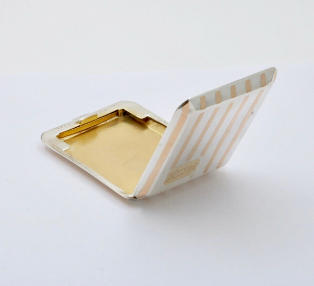 Vintage Tiffany & CO Sterling Silver & 14K Yellow Gold Powder Compact Case.