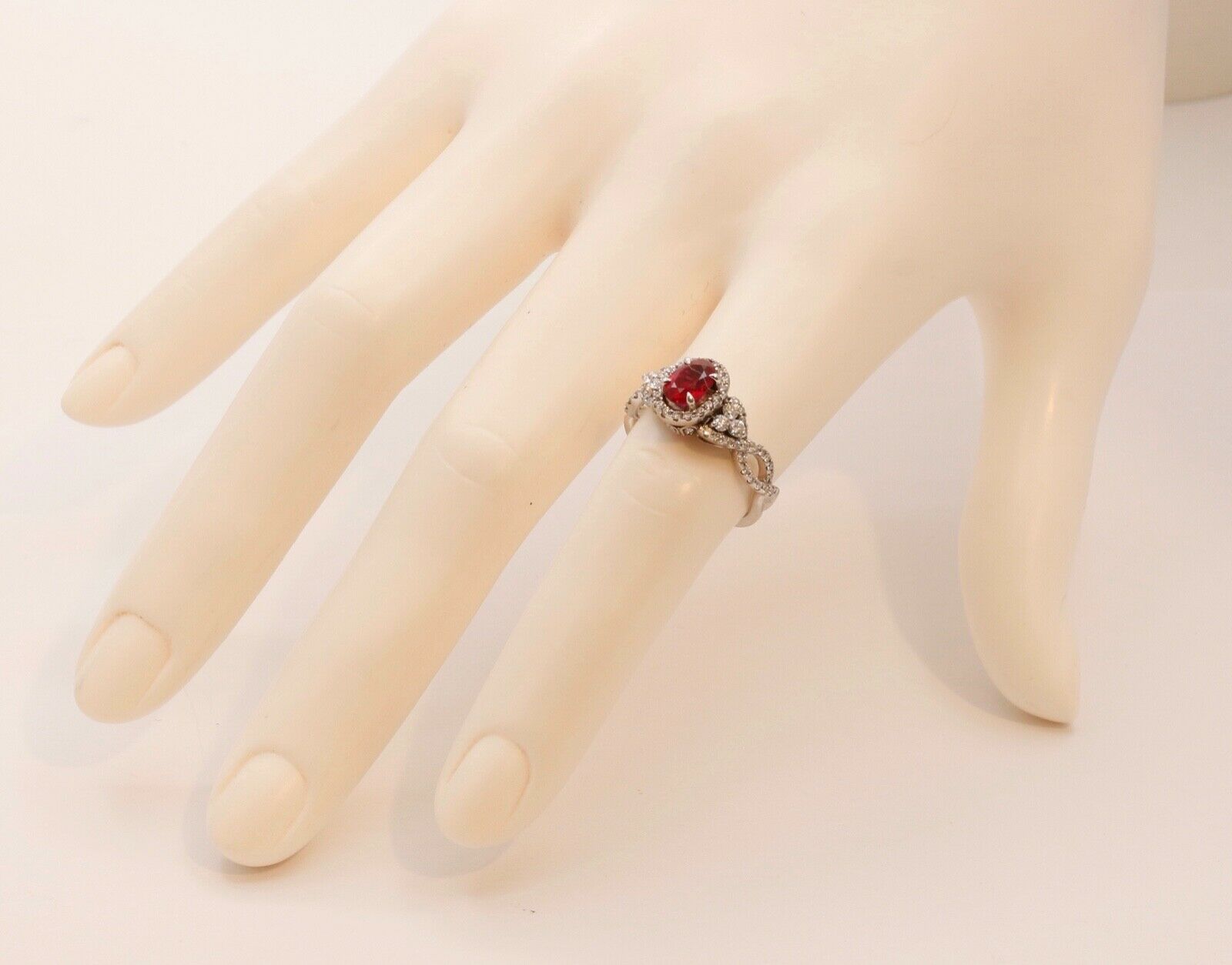 Elegant Crossover Ruby Diamonds Engagement Ring