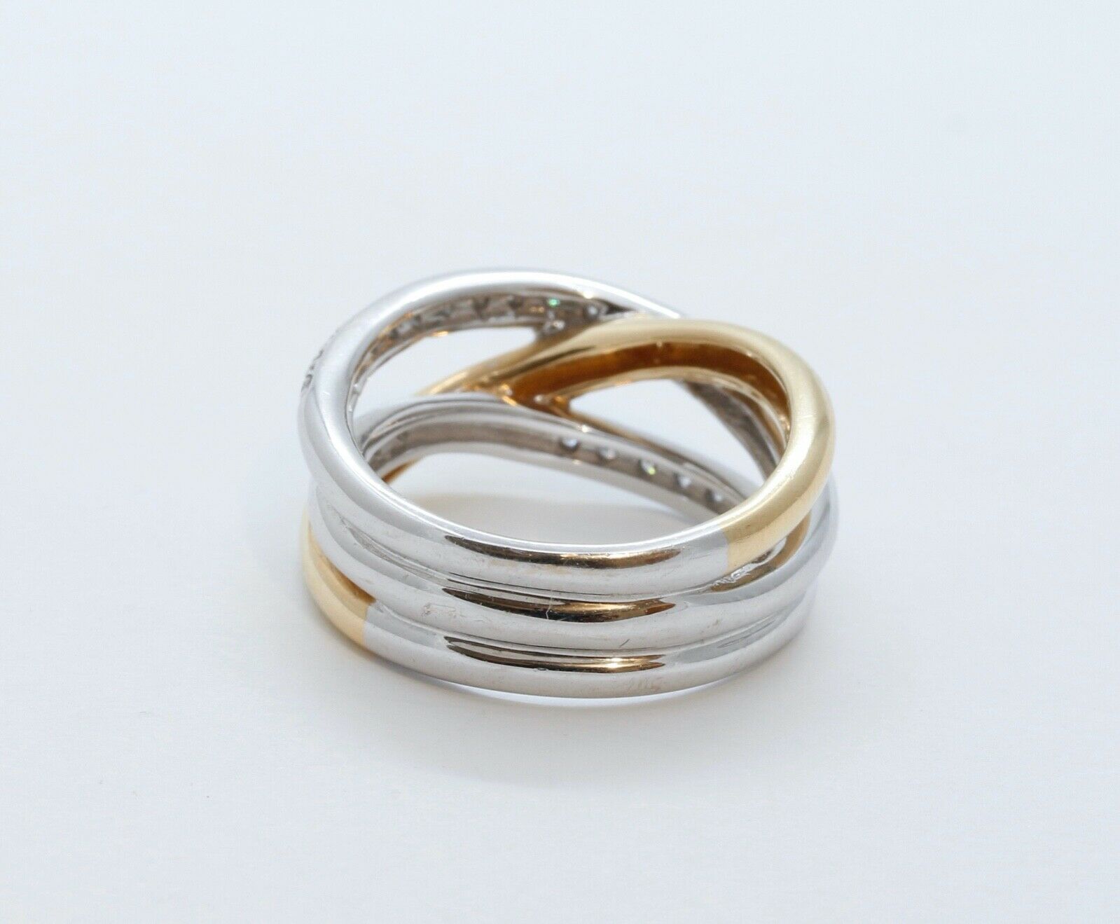 Vintage Diamonds 14K White Yellow Gold Trinity Ring