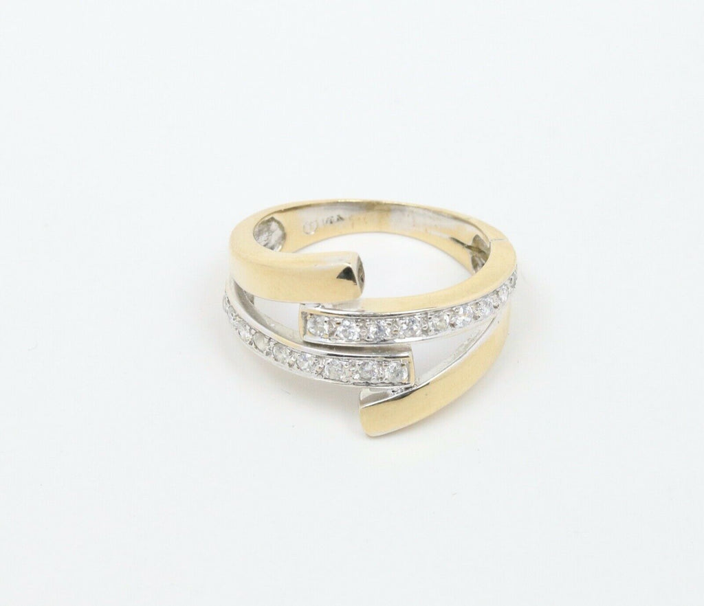 Vintage Ladies Diamonds 14K Yellow Gold Bypass Ring
