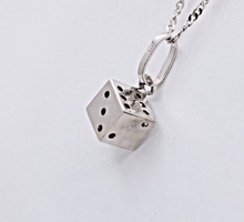 Load image into Gallery viewer, Vintage Dice 14K White Gold Unisex Pendant Charm
