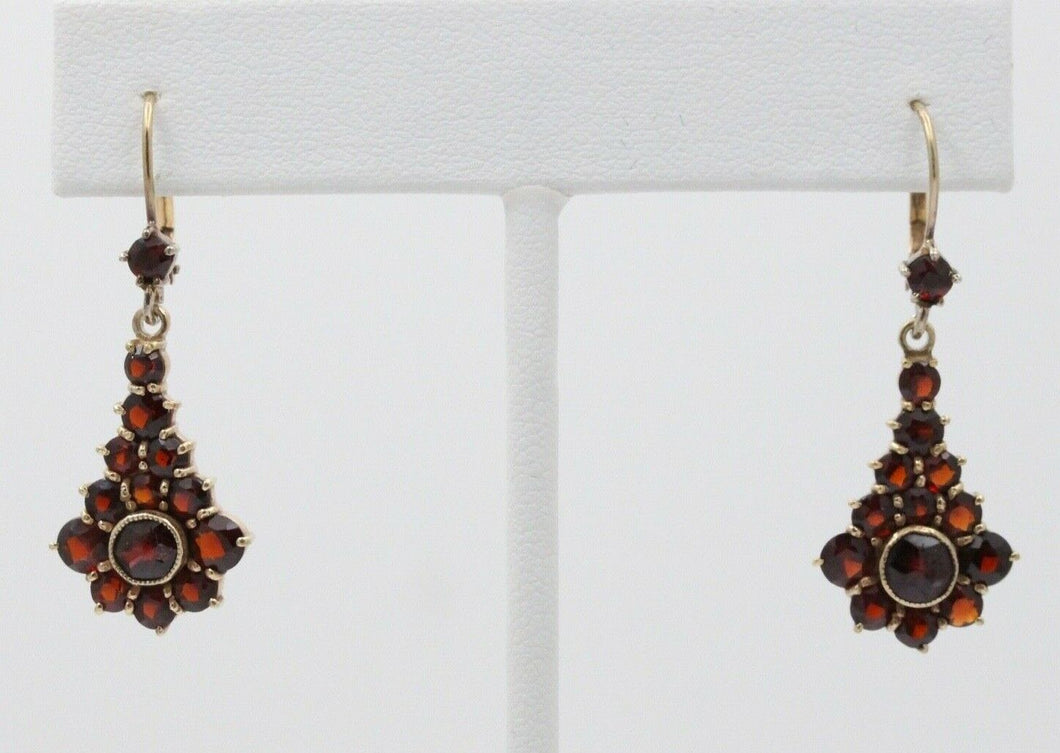 Victorian Revival Gold Filled Garnet Bohemian Ornament Earrings