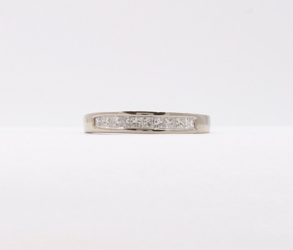 Vintage Ladies Diamonds 14K White Gold Wedding Band Stacking
