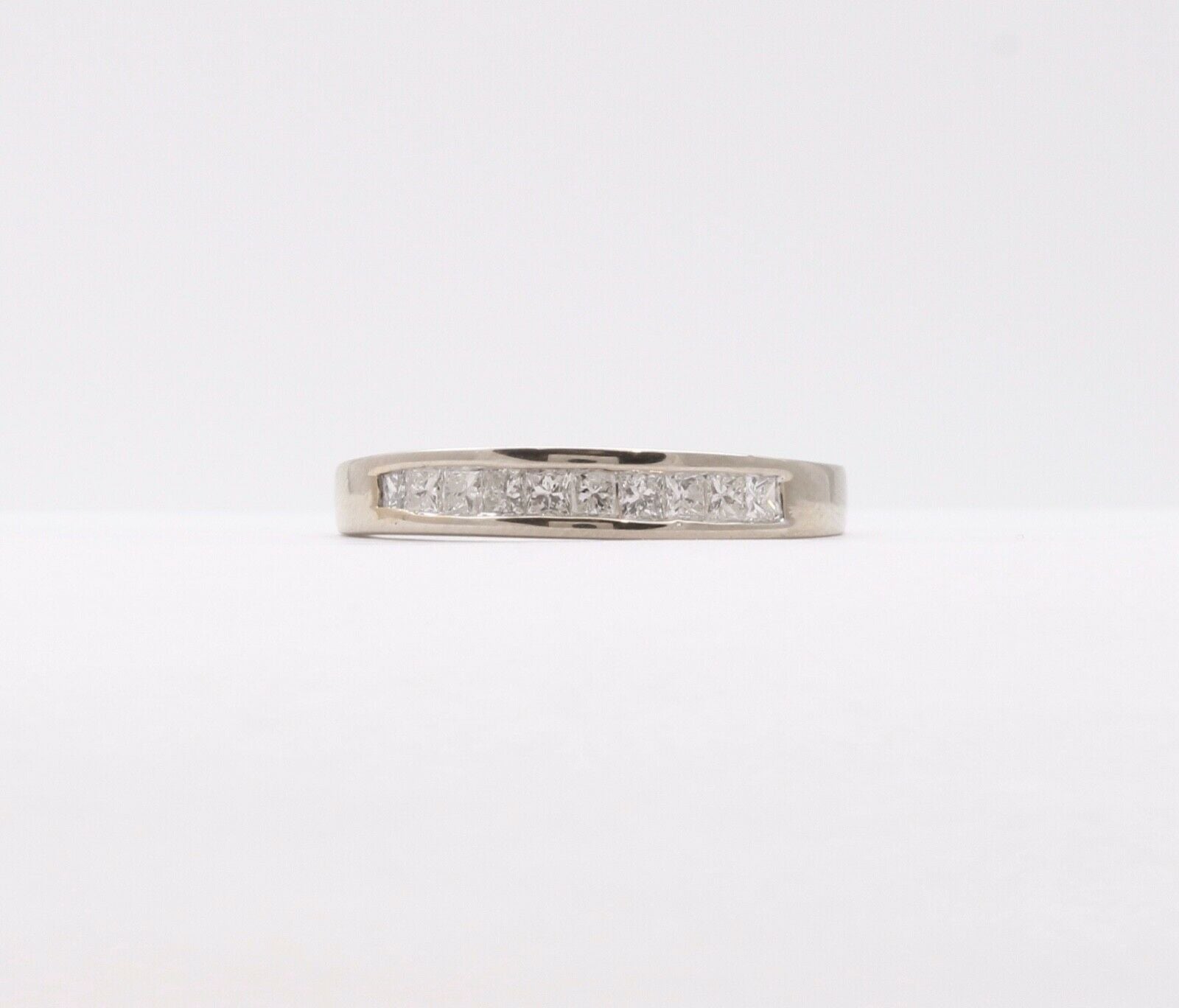 Vintage Ladies Diamonds 14K White Gold Wedding Band Stacking