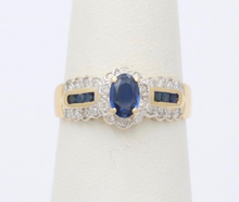 Load image into Gallery viewer, Vintage 14KYellow Gold Sapphire and Diamond Ring, Engagement Ring
