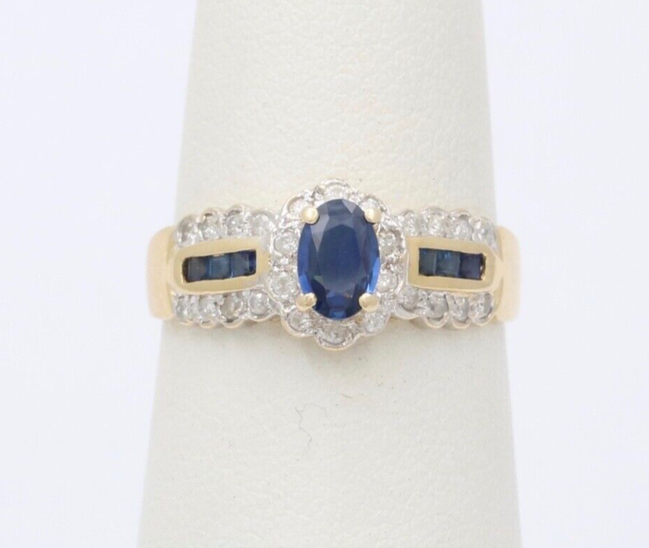 Vintage 14KYellow Gold Sapphire and Diamond Ring, Engagement Ring