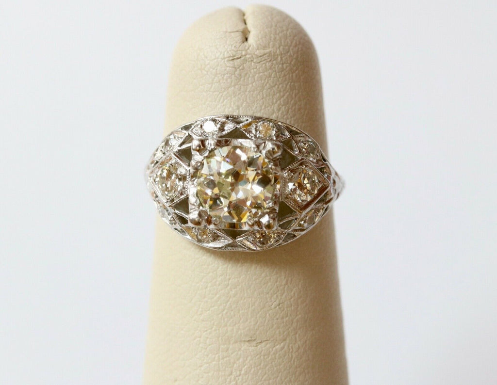 Art Deco Engagement Diamonds Platinum Ring