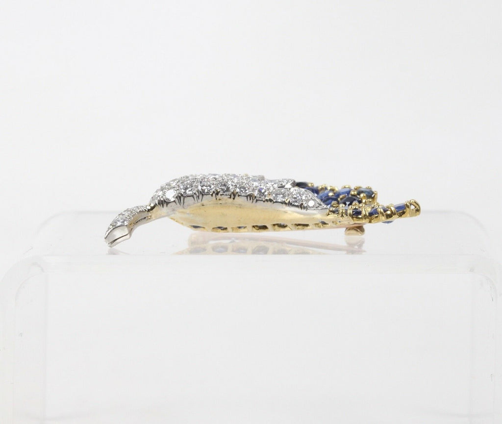 Vintage 18K Sapphire & Diamond Brooch