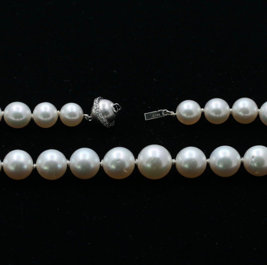 Vintage South Sea Pearl Diamonds 14K White Gold Necklace Choker