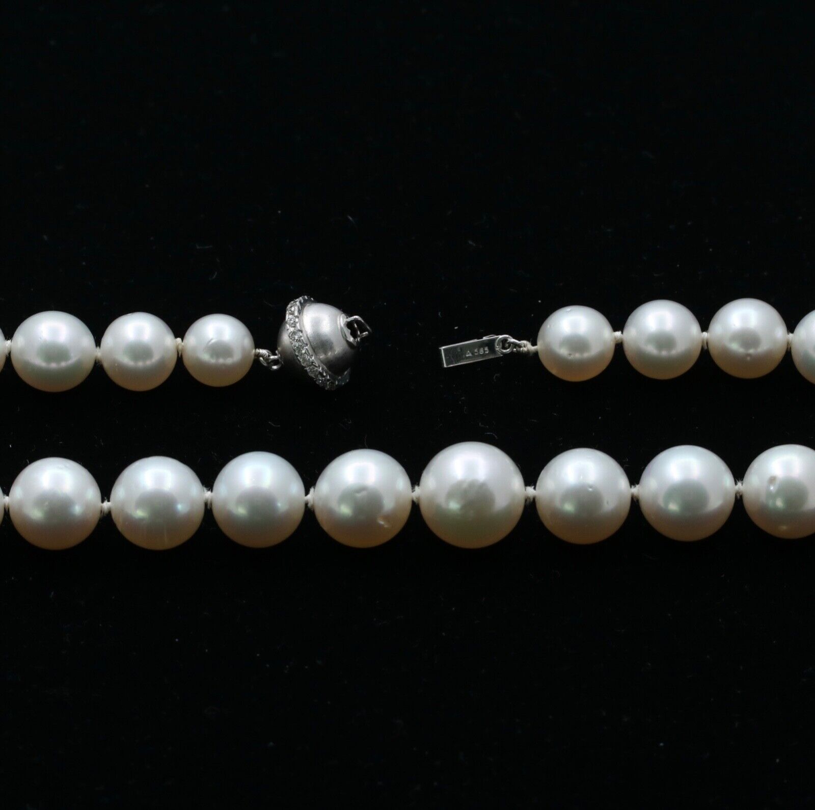 Vintage South Sea Pearl Diamonds 14K White Gold Necklace Choker