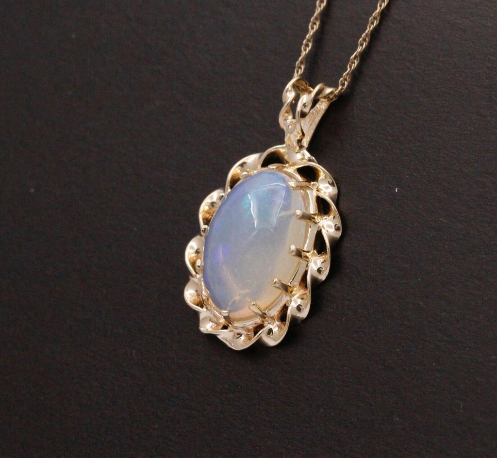 Vintage Translucent Opal 14K Yellow Gold Pendant