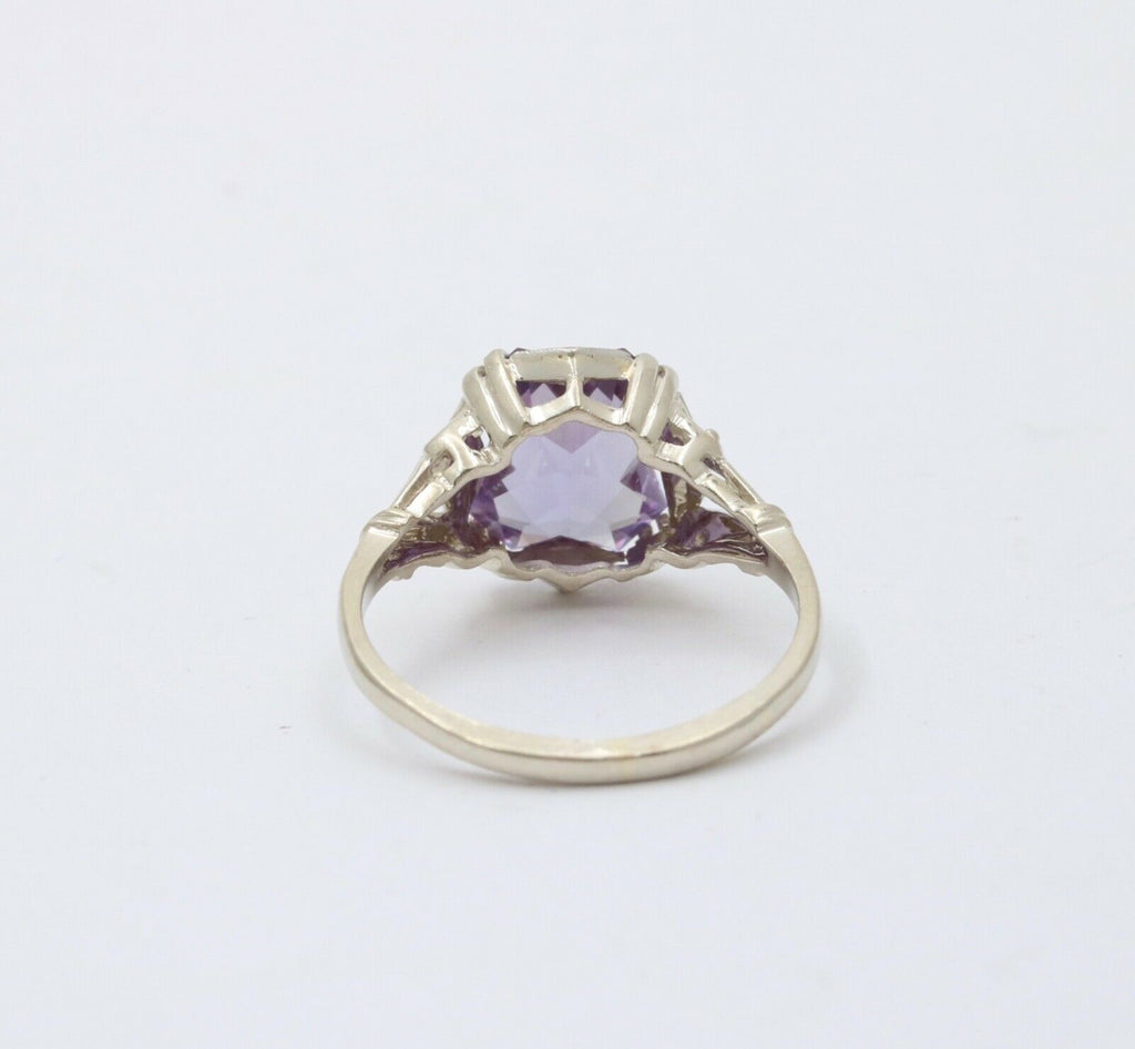 Art Deco Amethyst 14K White Gold Ring