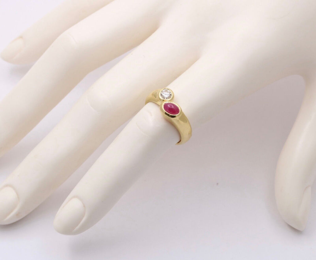 Vintage Bypass 18K Yellow Gold Ruby Diamond Ring