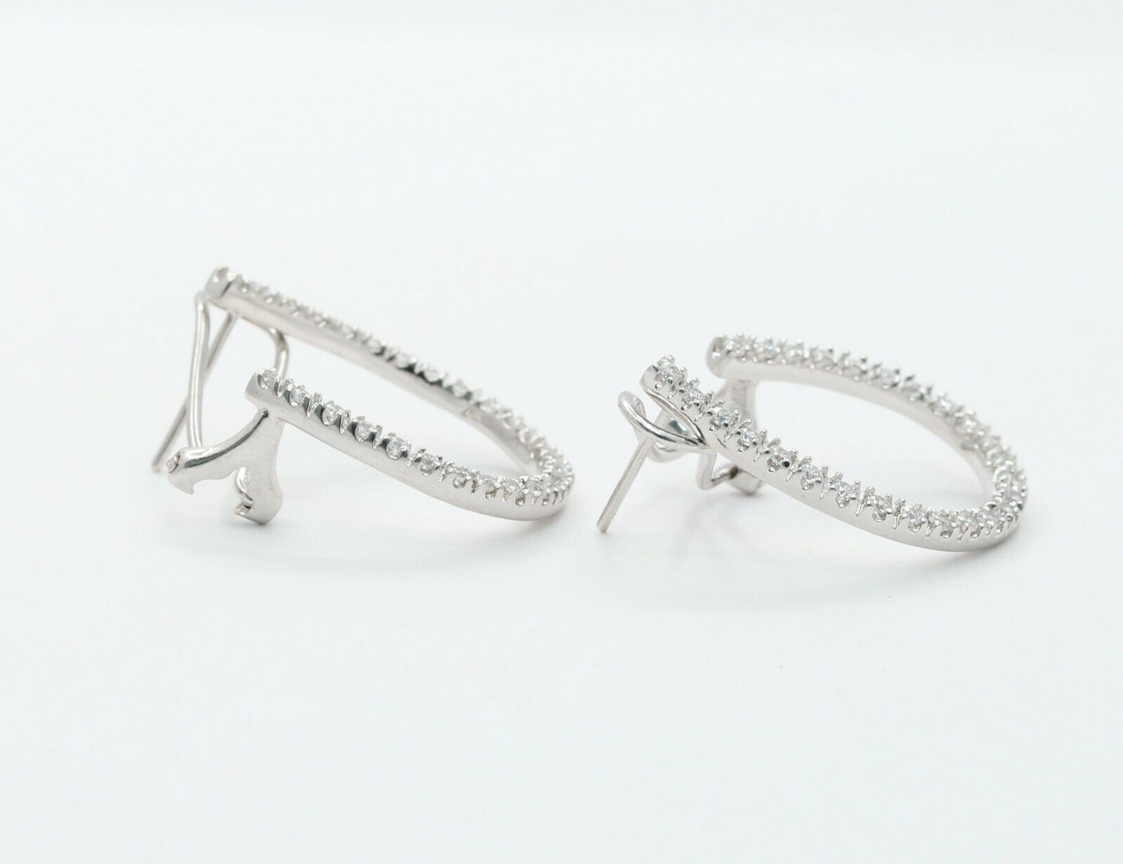 Vintage 14K White Gold Horseshoe Diamond Earrings
