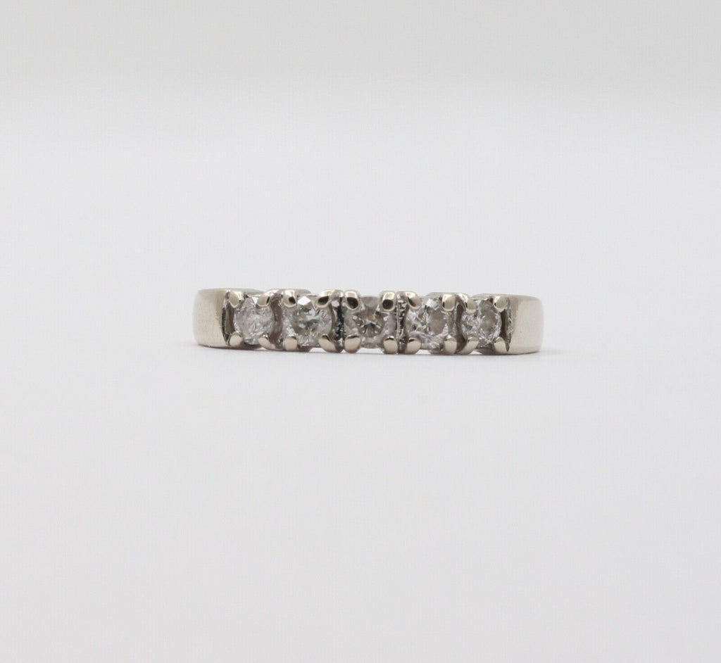 Vintage Diamonds 14k White Gold Wedding Stacking Band