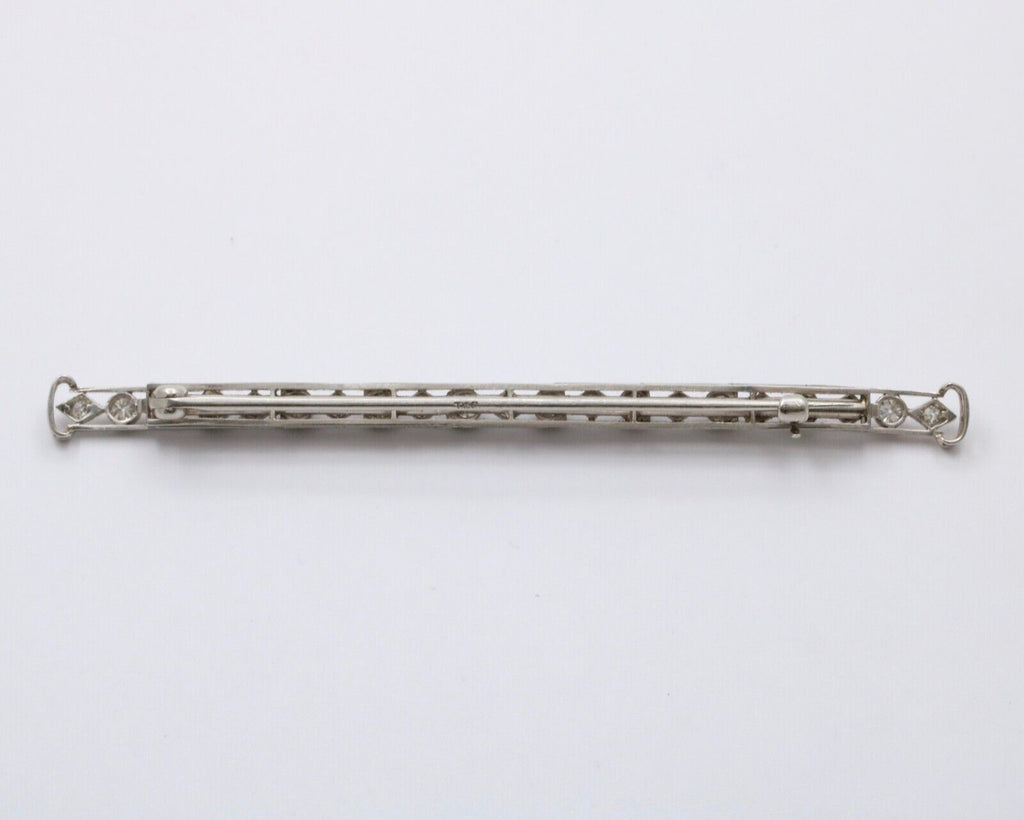 Vintage Platinum Diamond 3.5 Inches Wide Large Bar Pin, Estate Jewelry