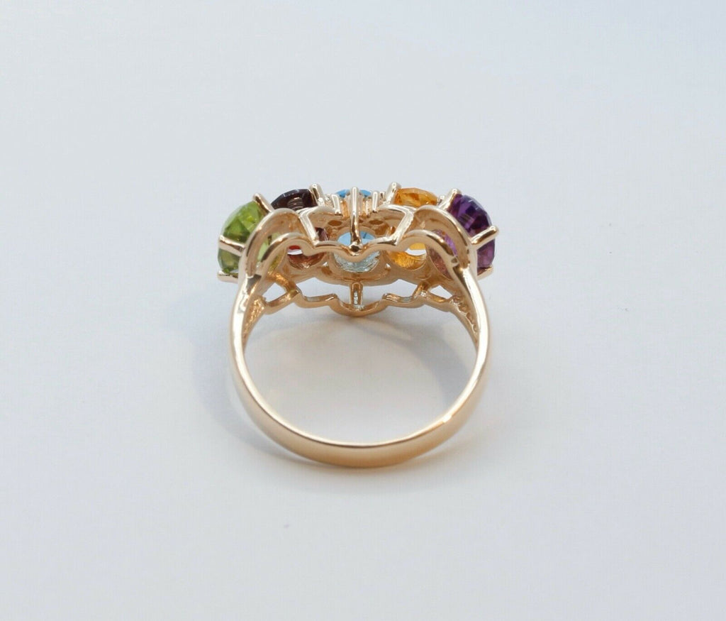 Beautiful Vintage Ladies 14K Yellow Gold Multi Stone Ring