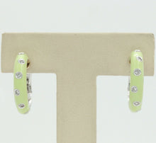 Load image into Gallery viewer, Designer Andreoli 18K Mint Green Enamel Hoop Earrings
