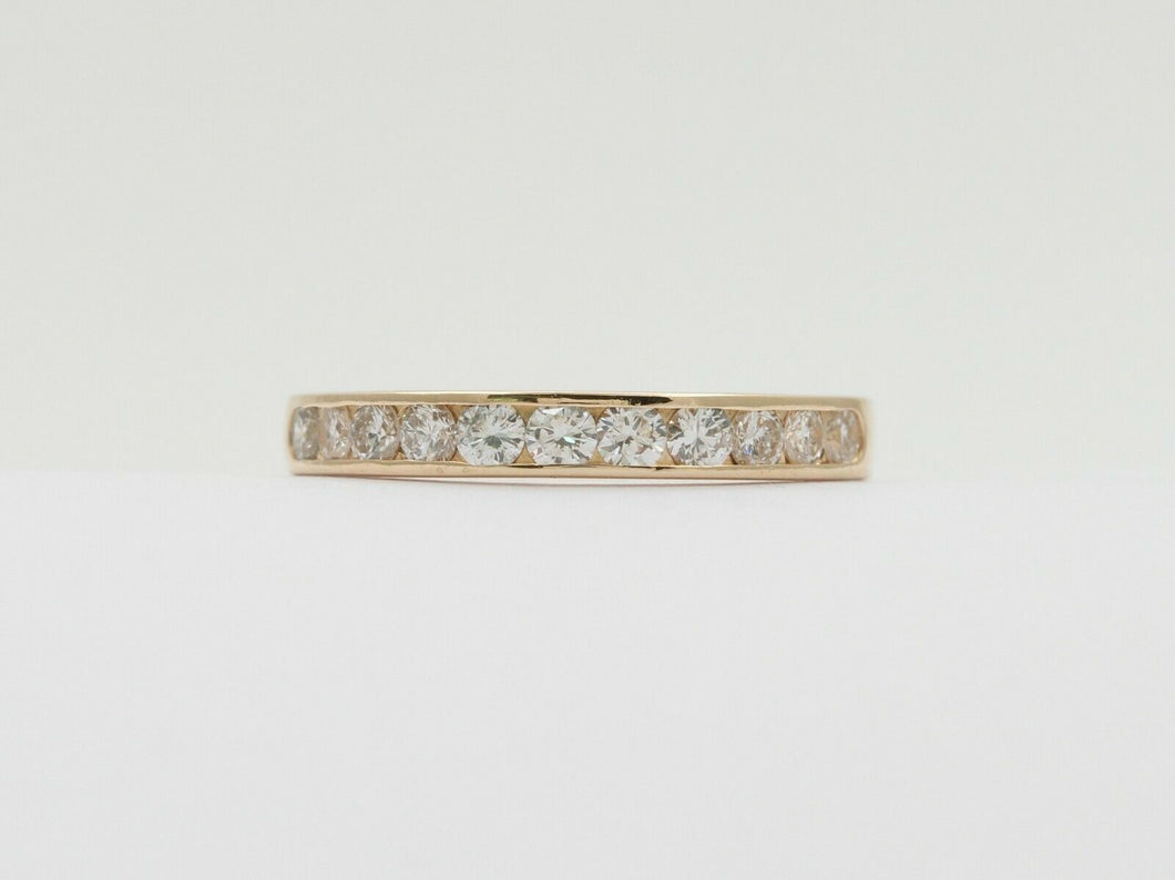 Vintage 14K Yellow Gold Half Eternity Diamond Wedding Band