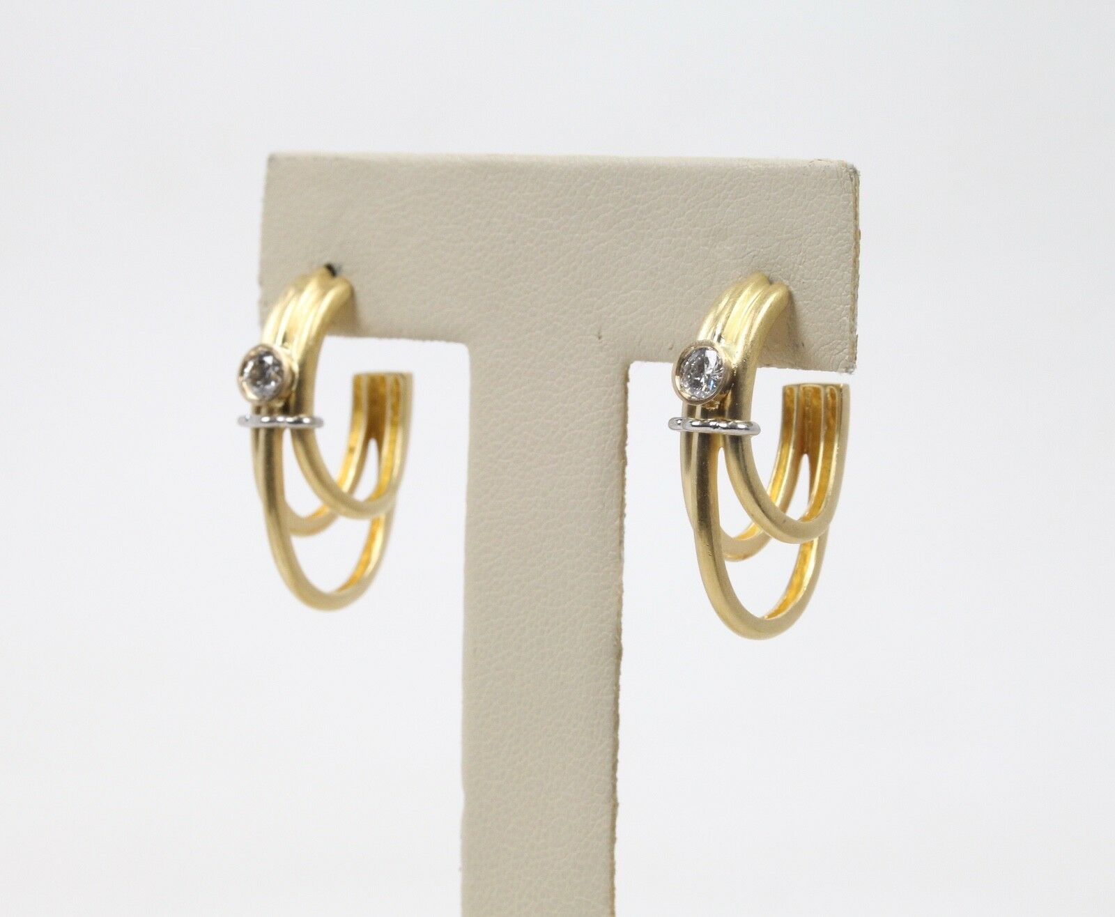 Vintage Denior 18K Yellow Gold, Diamond Earrings