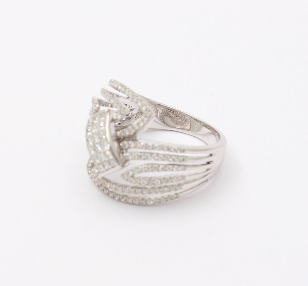 Mid Century 18K White Gold Diamond Bypass Ring, Engagement Ring