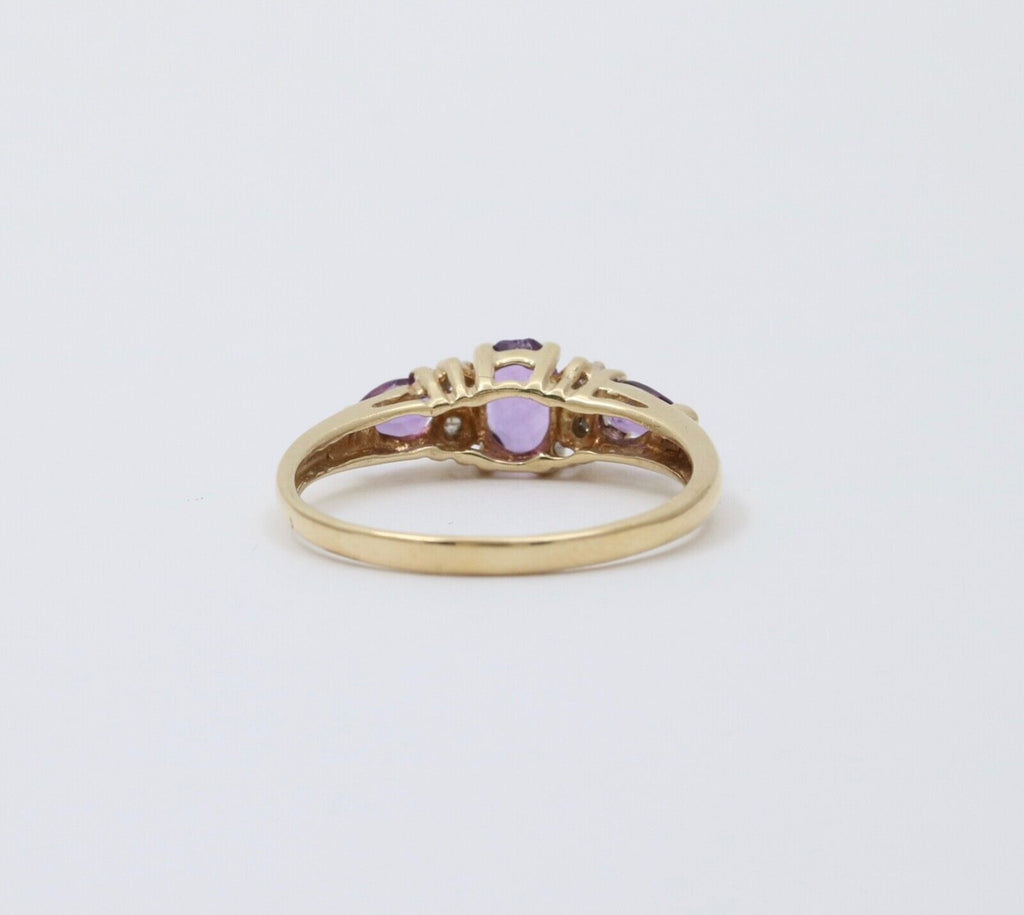 Vintage Amethyst Diamonds 10K Yellow White Gold Ring