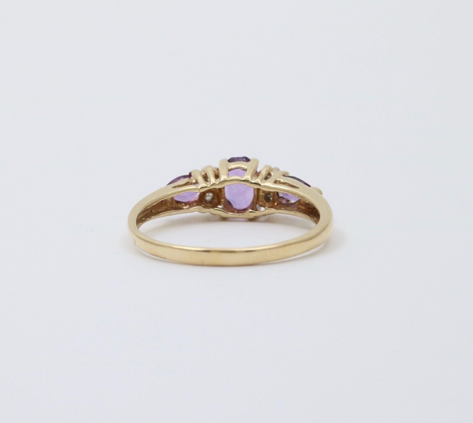 Vintage Amethyst Diamonds 10K Yellow White Gold Ring