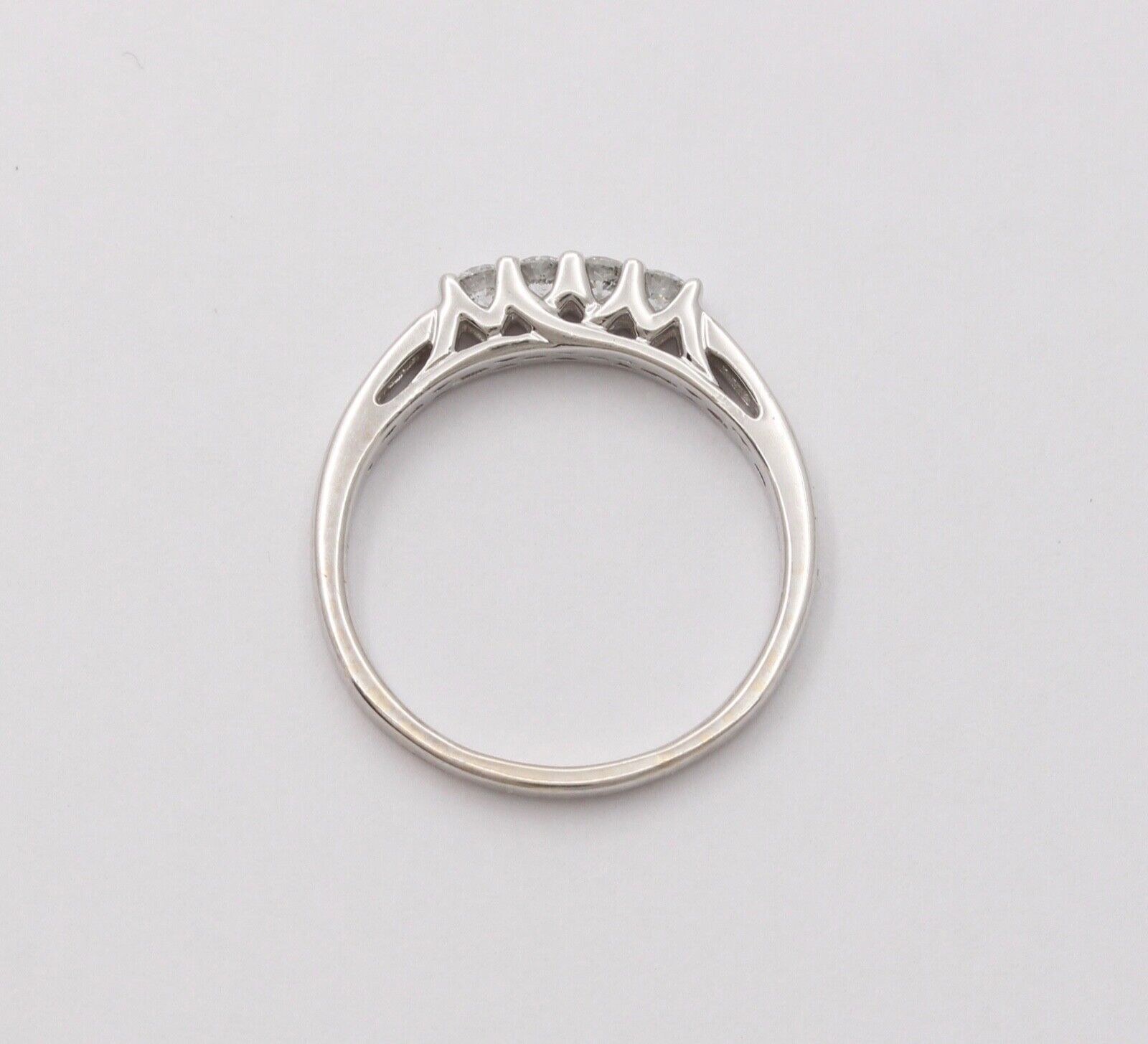 Classic Tolkowsky Diamond 14K White Gold Ring Band, Wedding Band.