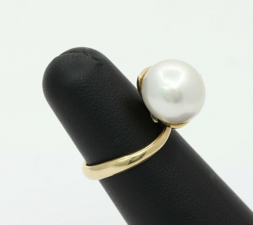 Vintage Platinum 18K Yellow Gold Diamond Pearl Cocktail Ring